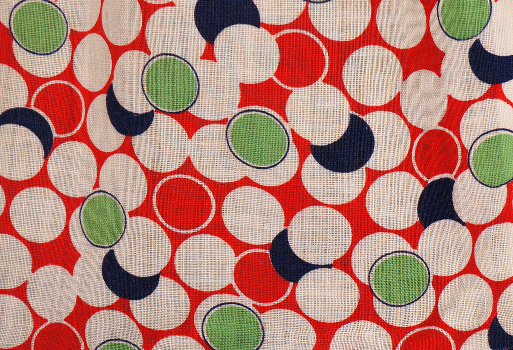 Art Deco Apron Geometric Circle Bubble Pattern Vintage 1930s - Poppy's Vintage Clothing