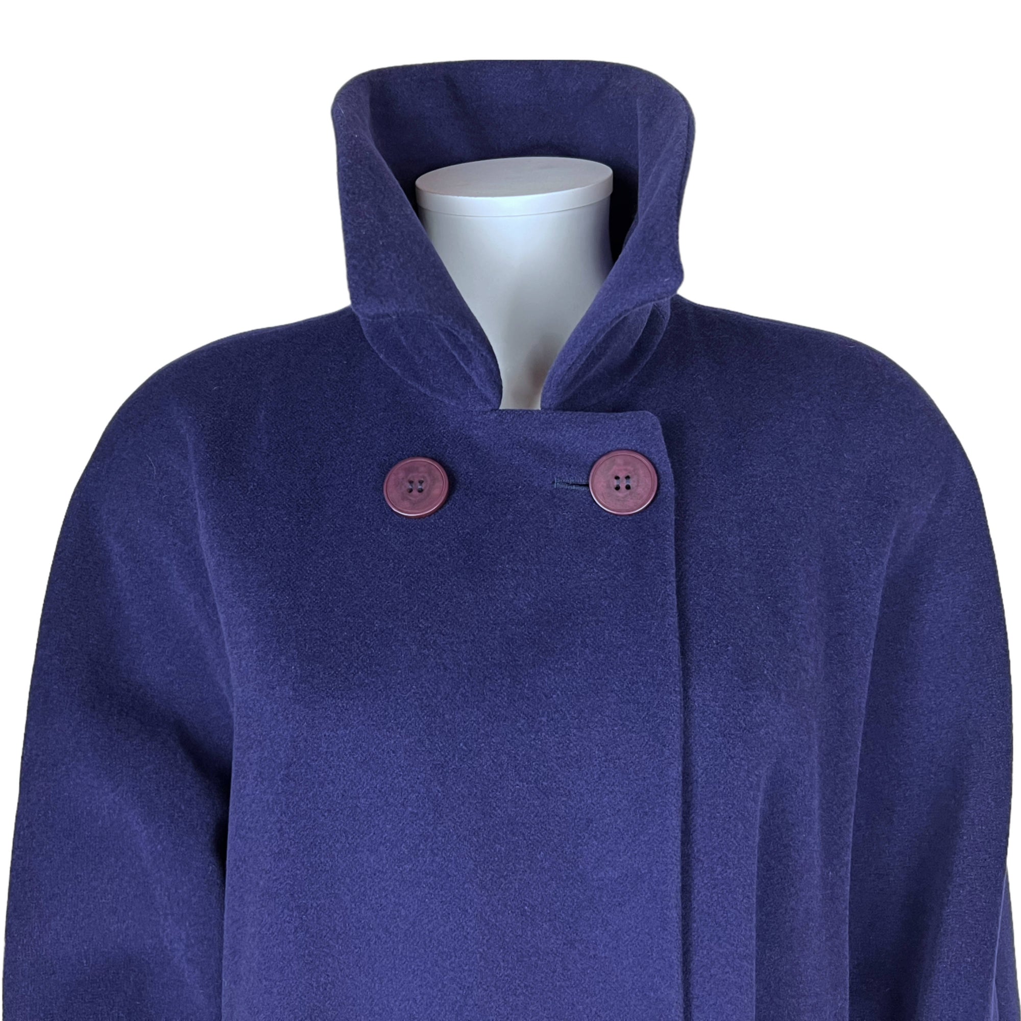 Vintage 80s Dejac Paris Coat Blue Wool French Fashion Sz 38