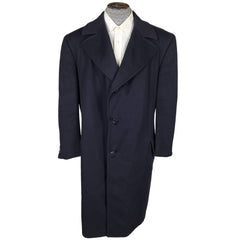 1970s Vintage Crombie Overcoat Navy Blue Wool Coat Date 1975
