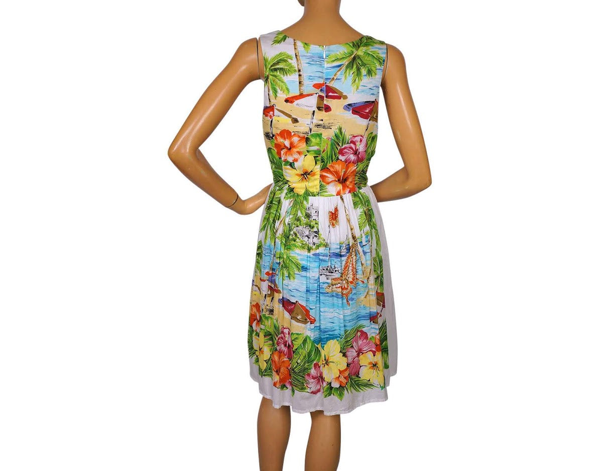 Tropical Print Cotton Dress - Summer Dress by Derhy - Poppy's Vintage Clothing