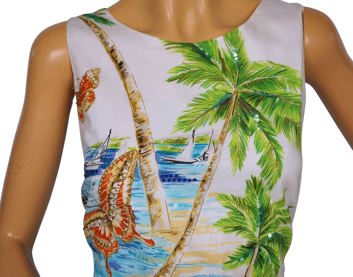 Tropical Print Cotton Dress - Summer Dress by Derhy - Poppy's Vintage Clothing
