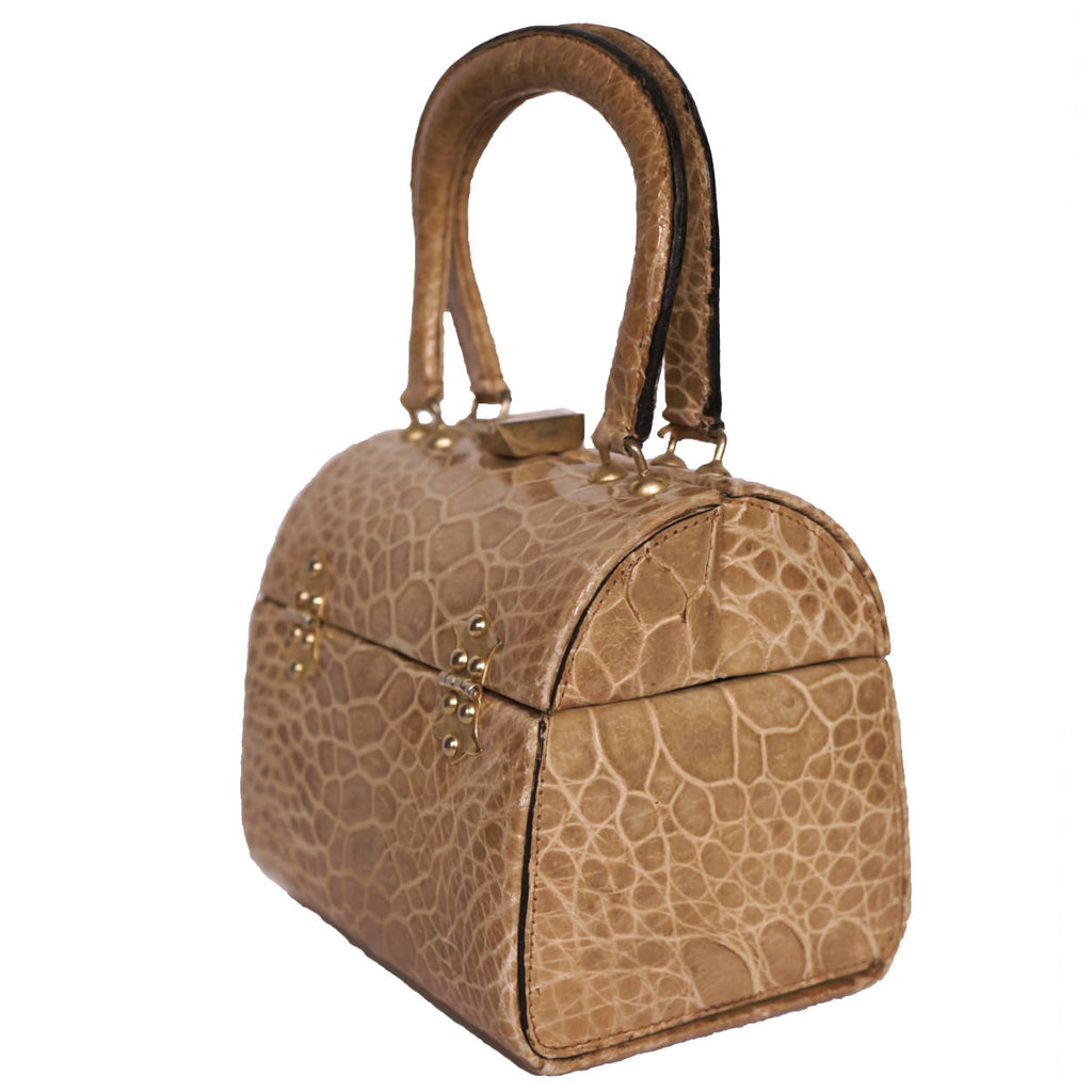 Vintage 1960s Areitio Box Purse Treasure Chest Handbag Derma of Spain - Poppy's Vintage Clothing