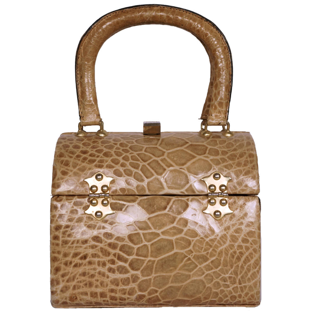 Vintage 1960s Areitio Box Purse Treasure Chest Handbag Derma of Spain - Poppy's Vintage Clothing