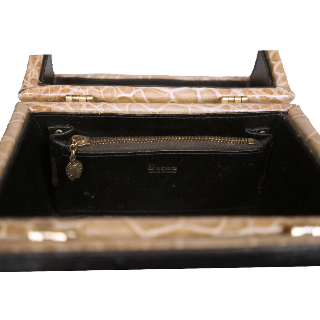 Vintage 1960s Areitio Box Purse Treasure Chest Handbag Derma of Spain - Poppy's Vintage Clothing