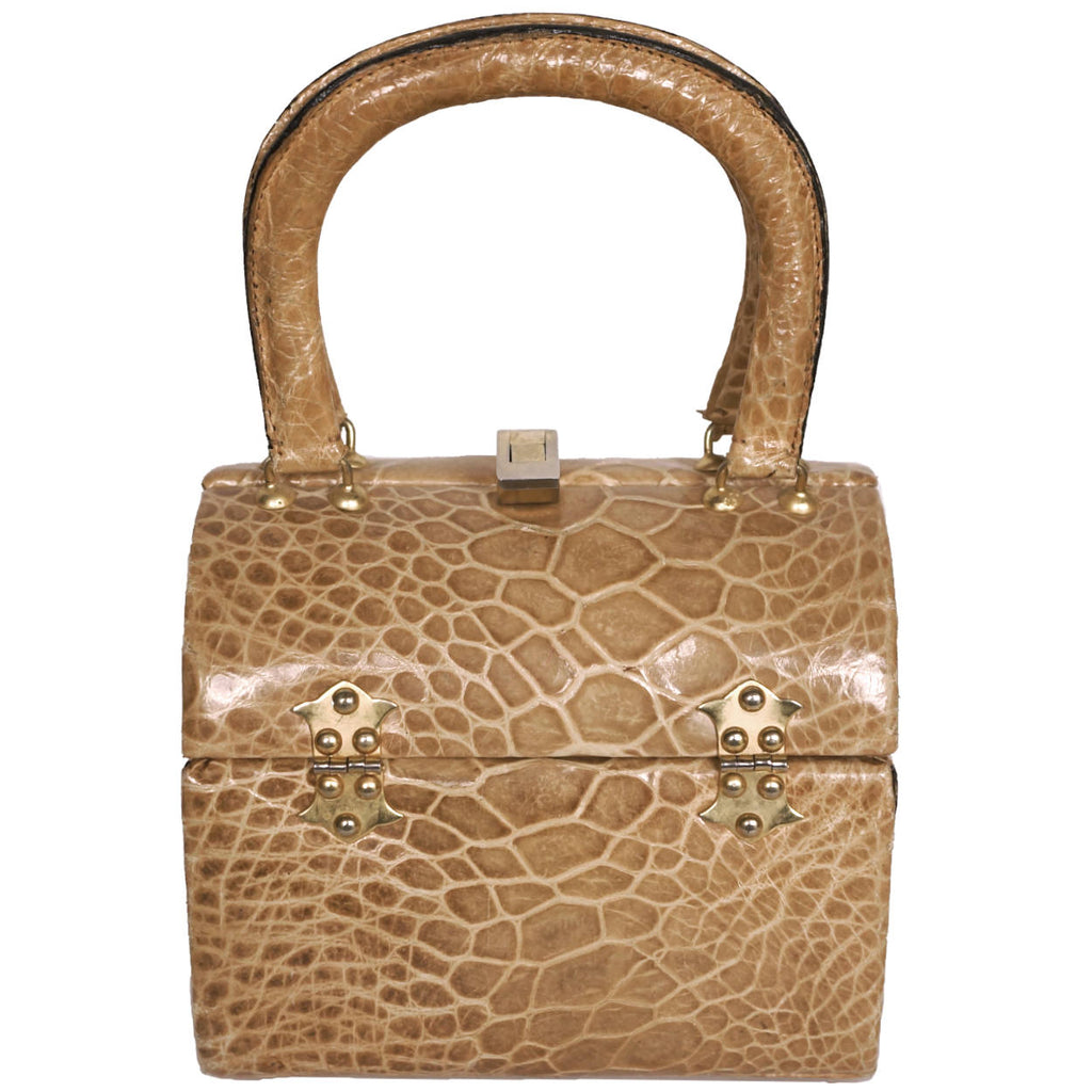 Vintage 1960s Areitio Box Purse Treasure Chest Handbag Derma of Spain - Poppy's Vintage Clothing