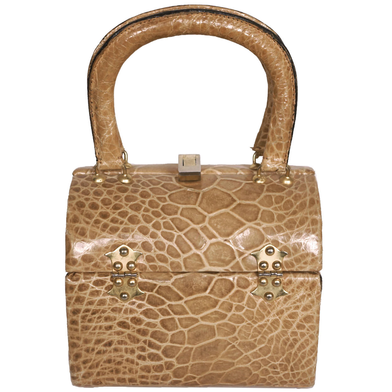 Vintage 1960s Areitio Box Purse Treasure Chest Handbag Derma of Spain - Poppy's Vintage Clothing