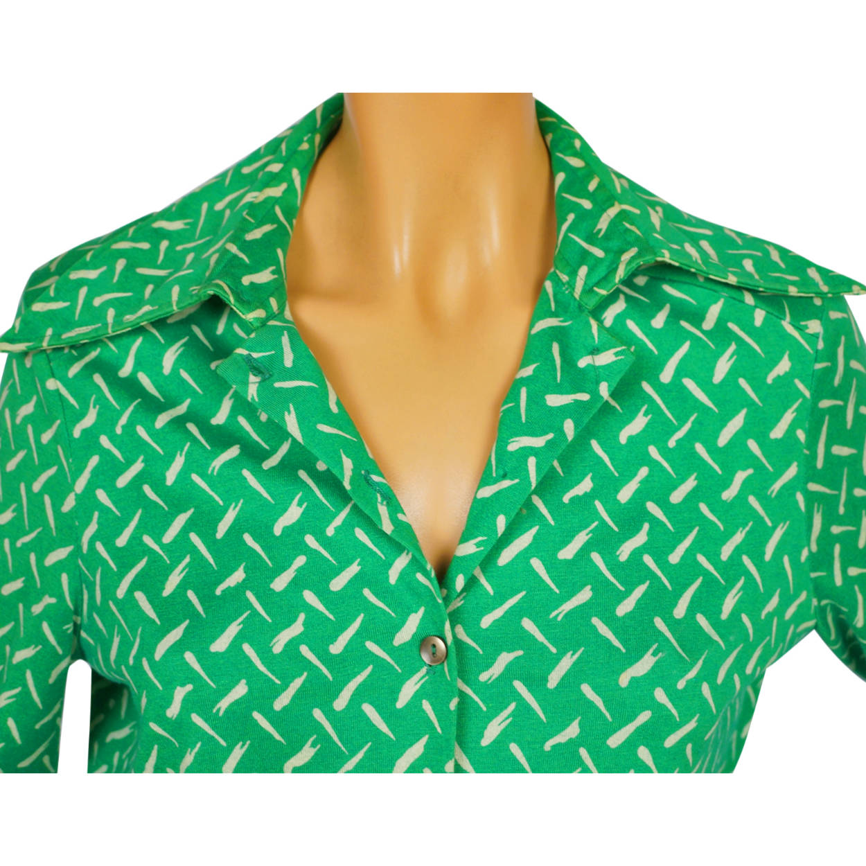 Vintage 1970s Diane Von Furstenberg 2 piece Ensemble Blouse &amp; Skirt Green L 14 - Poppy's Vintage Clothing