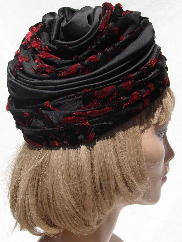 Vintage Dior Hat Christian Dior Silk & Velvet 1960s Turban - Poppy's Vintage Clothing