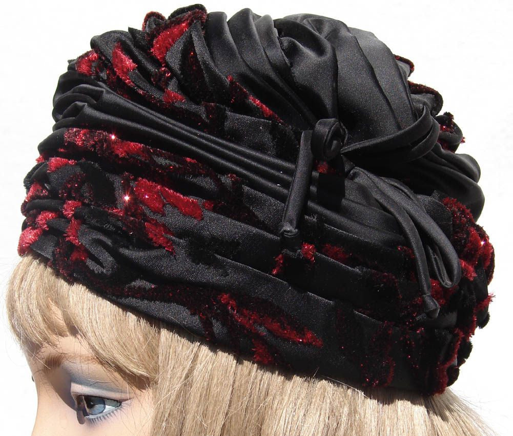 Vintage Dior Hat Christian Dior Silk & Velvet 1960s Turban - Poppy's Vintage Clothing