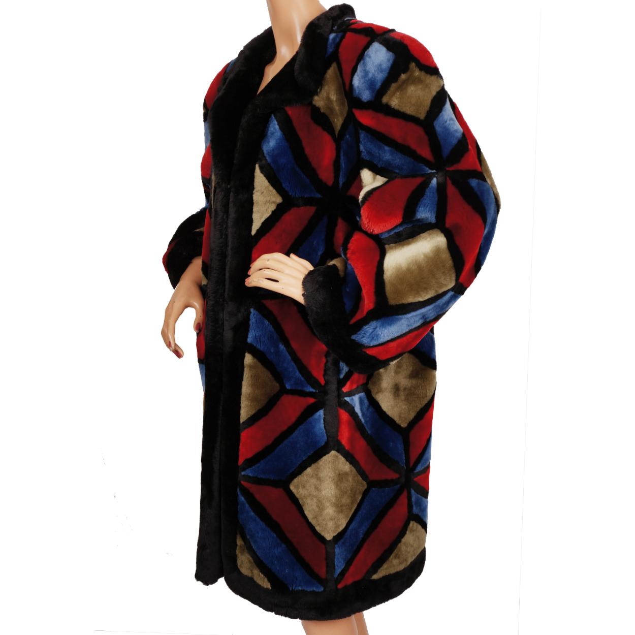 Vintage 1980s Christian Dior Shearling Fur Coat - Multicoloured