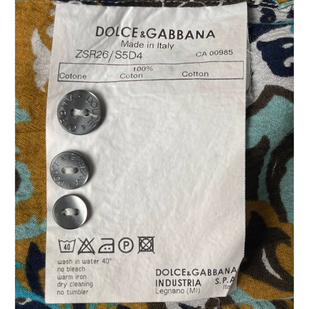 Dolce & Gabbana Shirt Ornate Printed Cotton Mens Size 15 1/2