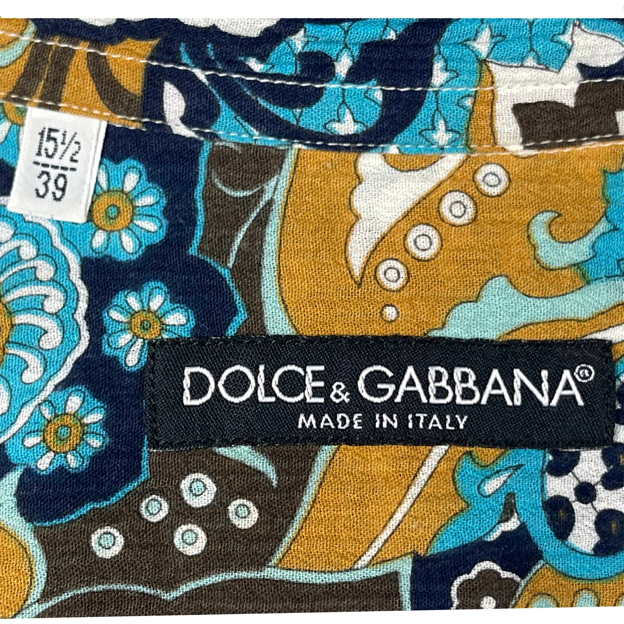 Dolce & Gabbana Shirt Ornate Printed Cotton Mens Size 15 1/2