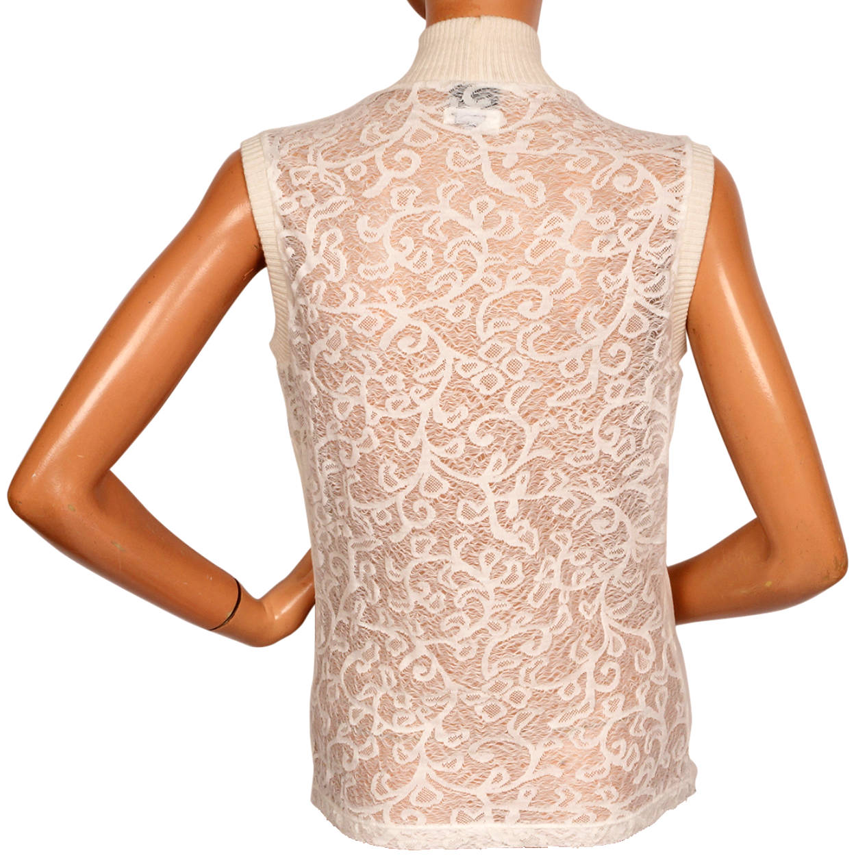 Dolce & Gabbana Logo Sleeveless Shell Top w Lace Back Made in Italy Size M - Poppy's Vintage Clothing