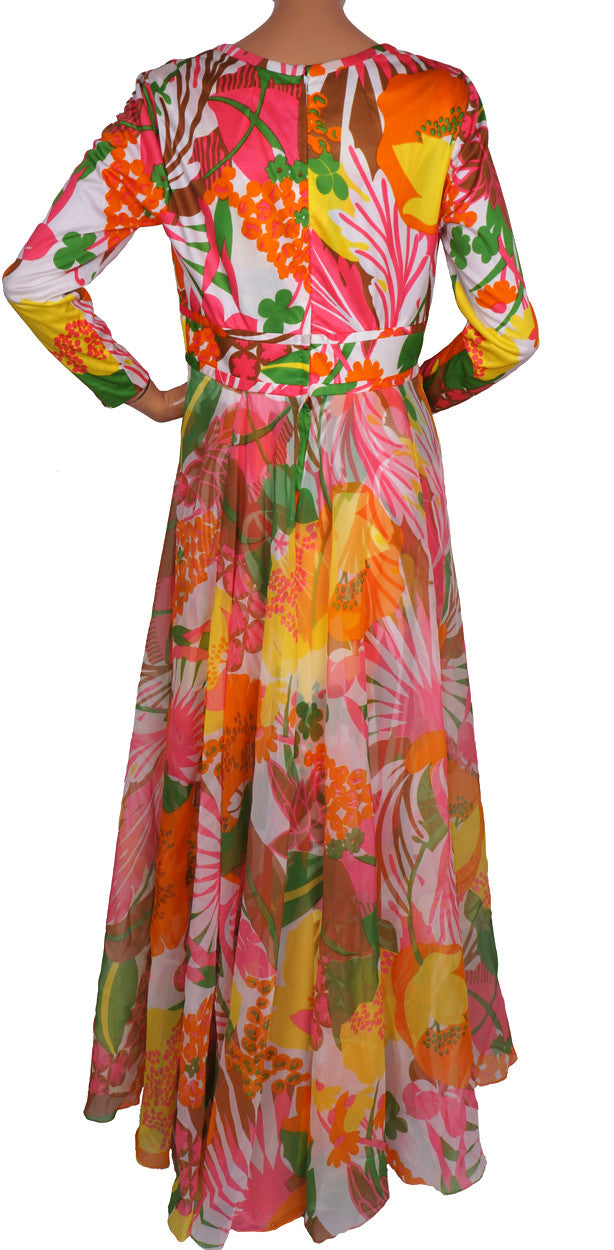 Vintage 1970s Don Luis de Espana Maxi Dress - Floral Print - Poppy's Vintage Clothing