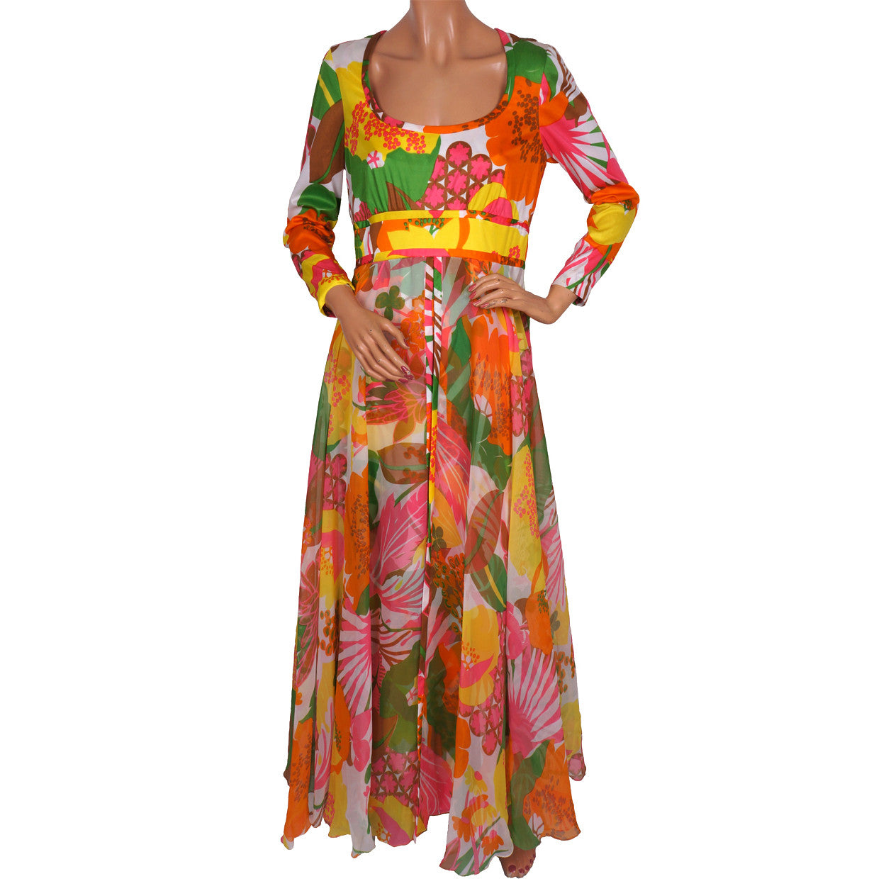 Vintage 1970s Don Luis de Espana Maxi Dress - Floral Print - Poppy's Vintage Clothing