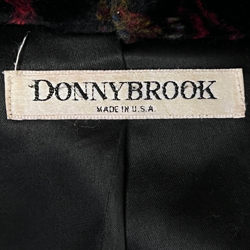 Vintage 1980s Donnybrook Faux Fur Coat Tapestry Print Sz S M