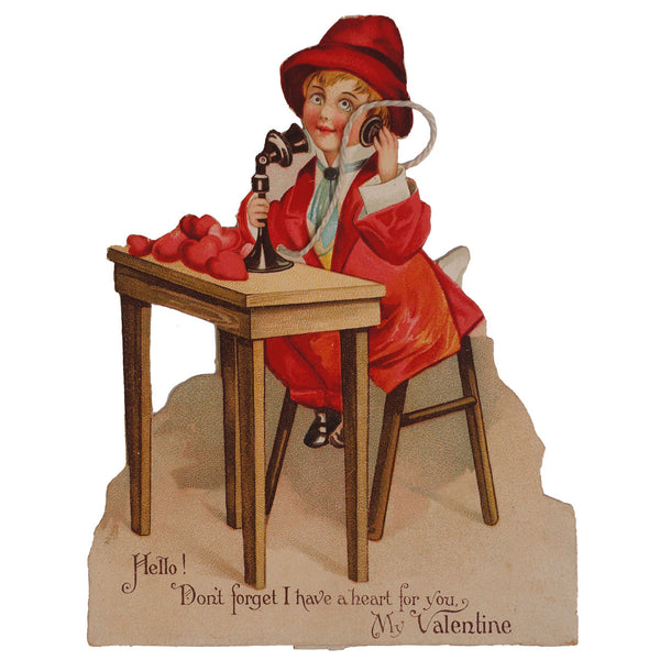 Vintage 1920s Telephone Valentine Standing Card - Poppy's Vintage Clothing