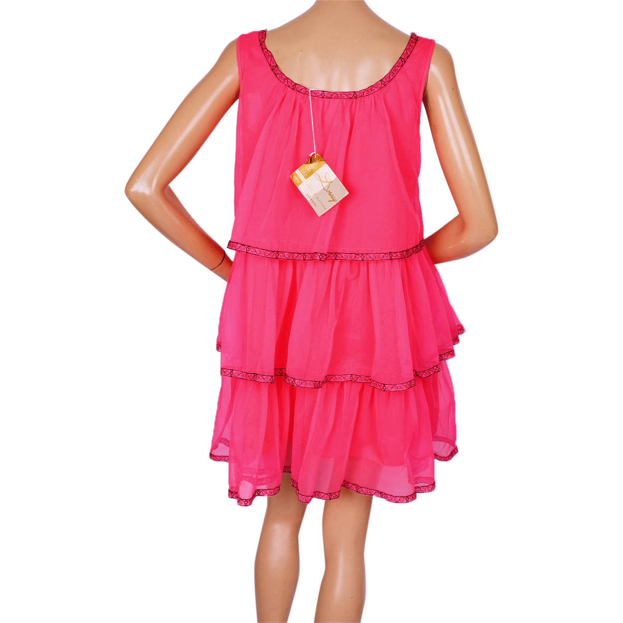 Vintage 1960s Shocking Pink Nylon Ruffled Nightgown with Matching Panties - New Old Stock - S - Poppy's Vintage Clothing