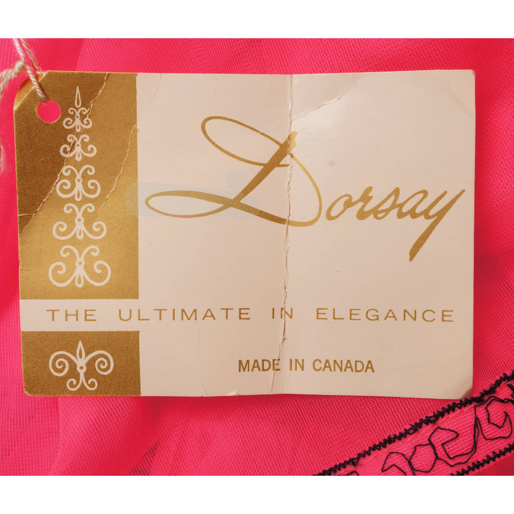 Vintage 1960s Shocking Pink Nylon Ruffled Nightgown with Matching Panties - New Old Stock - S - Poppy's Vintage Clothing