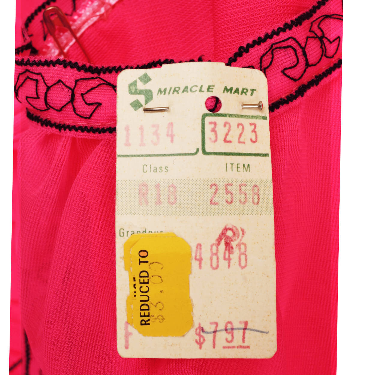 Vintage 1960s Shocking Pink Nylon Ruffled Nightgown with Matching Panties - New Old Stock - S - Poppy's Vintage Clothing