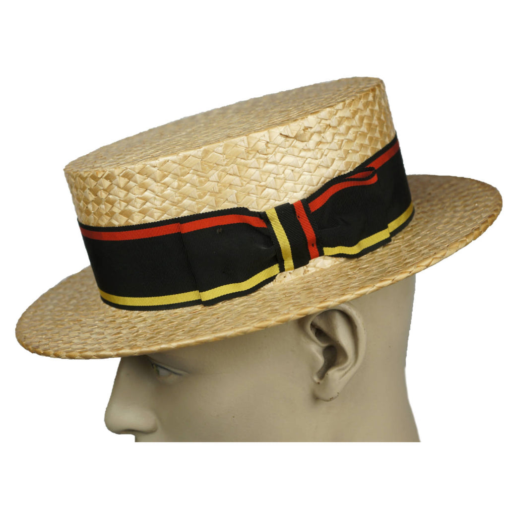 Vintage 1920s 30s English Straw Boater Hat Dunn & Co Size M - Poppy's Vintage Clothing