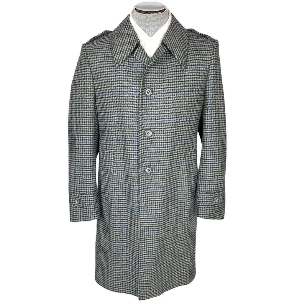 Vintage 1970s Dunn & Co Overcoat Houndstooth Tweed Coat Sz M