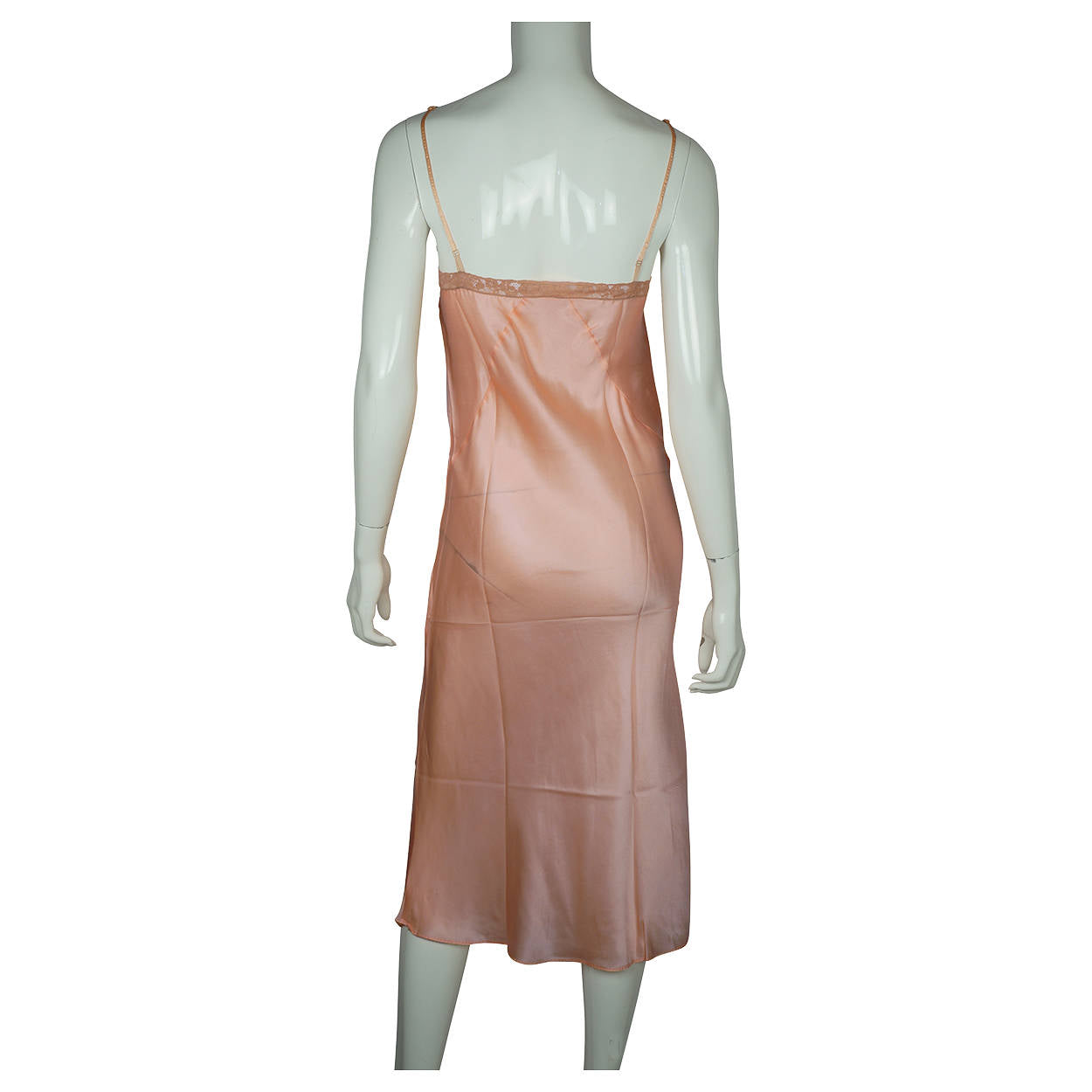 Vintage 1930s Slip Ladies Pink Silk Lingerie with Ecru Lace Trim Size 34 - Poppy's Vintage Clothing