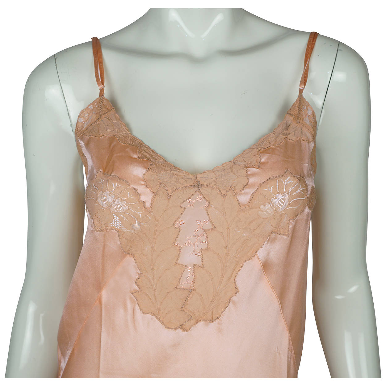 Vintage 1930s Slip Ladies Pink Silk Lingerie with Ecru Lace Trim Size 34 - Poppy's Vintage Clothing
