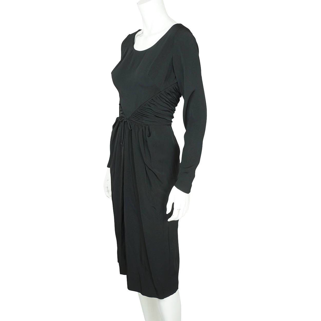 Vintage 1950s Black Silk Cocktail Party Dress Dupuis Freres Montreal Size S / M - Poppy's Vintage Clothing