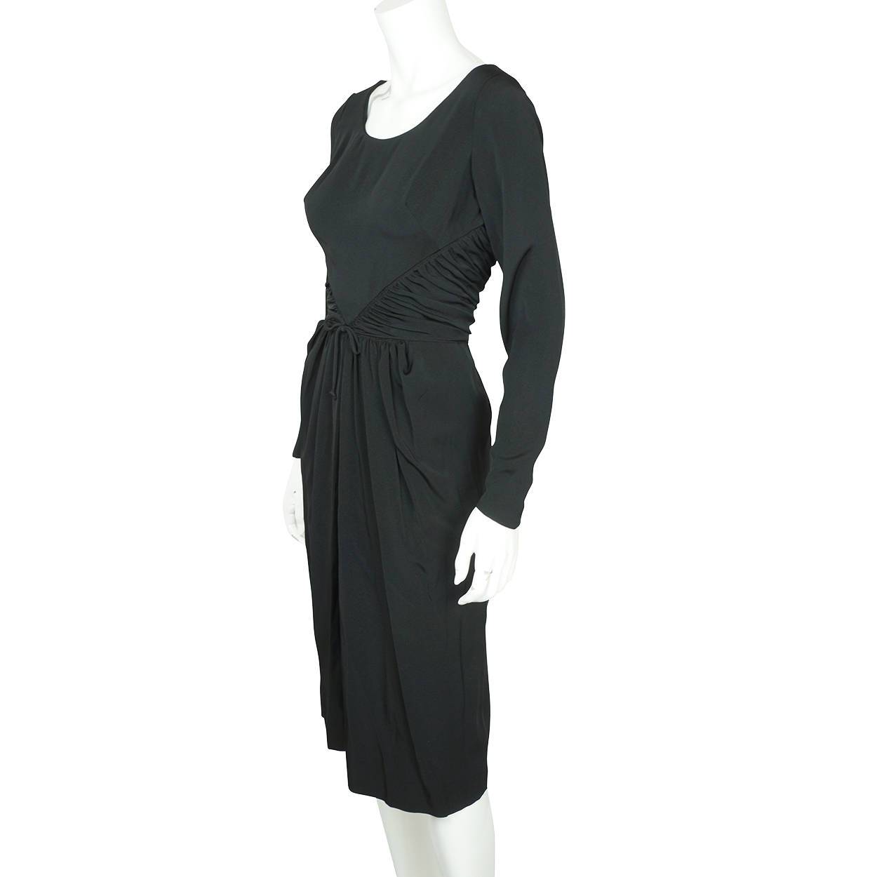Vintage 1950s Black Silk Cocktail Party Dress Dupuis Freres Montreal Size S / M - Poppy's Vintage Clothing