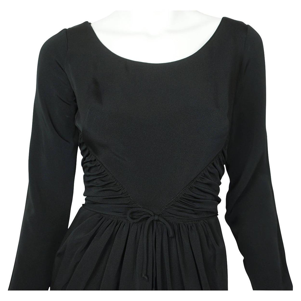 Vintage 1950s Black Silk Cocktail Party Dress Dupuis Freres Montreal Size S / M - Poppy's Vintage Clothing