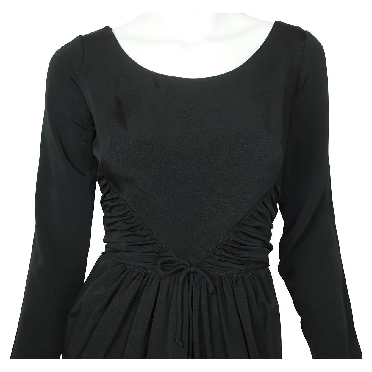 Vintage 1950s Black Silk Cocktail Party Dress Dupuis Freres Montreal Size S / M - Poppy's Vintage Clothing
