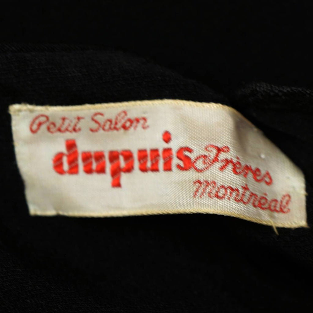 Vintage 1950s Black Silk Cocktail Party Dress Dupuis Freres Montreal Size S / M - Poppy's Vintage Clothing
