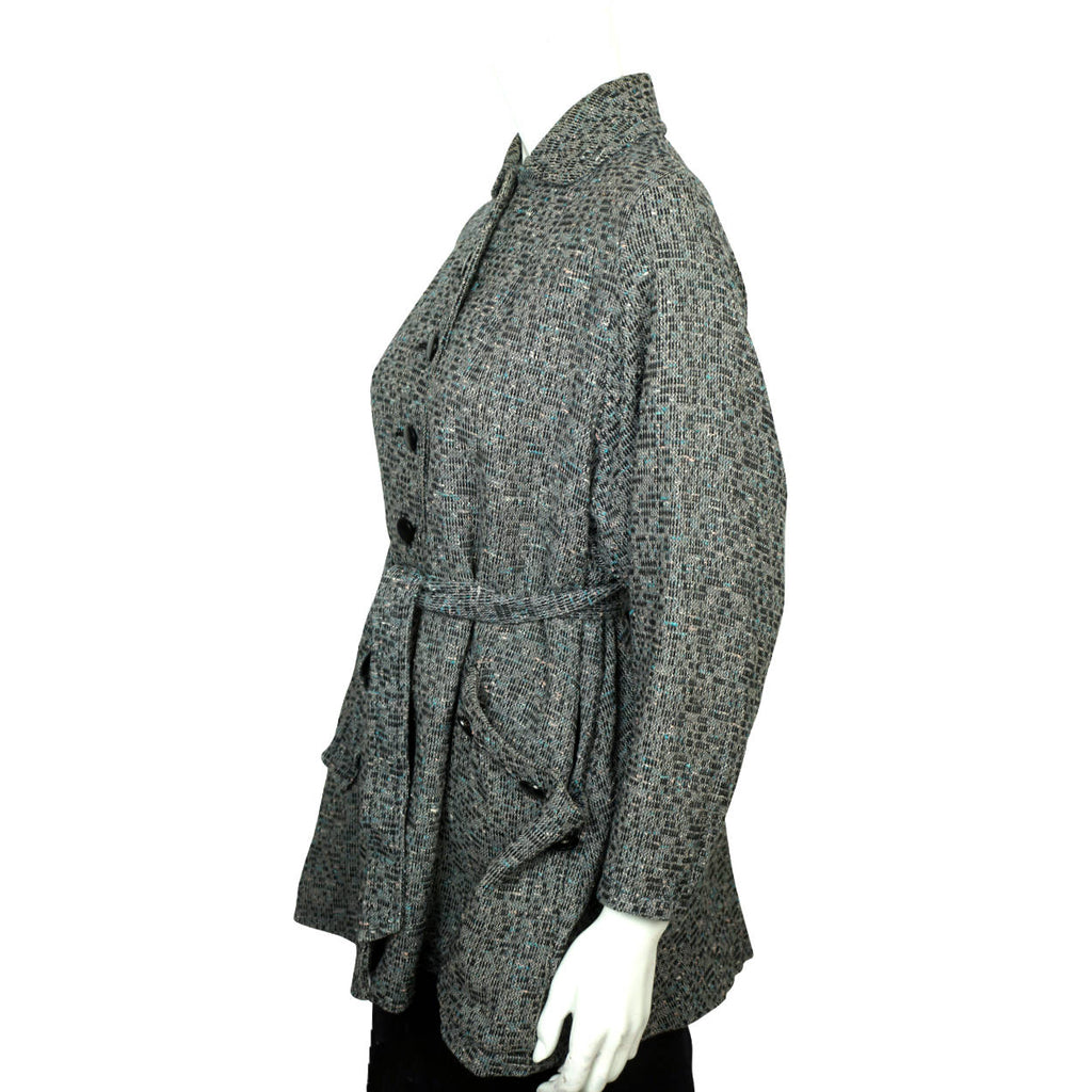 Vintage 1950s Swing Jacket Flecked Grey with Belt Size L - Poppy's Vintage Clothing
