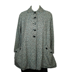 Vintage 1950s Swing Jacket Flecked Grey with Belt Size L - Poppy's Vintage Clothing