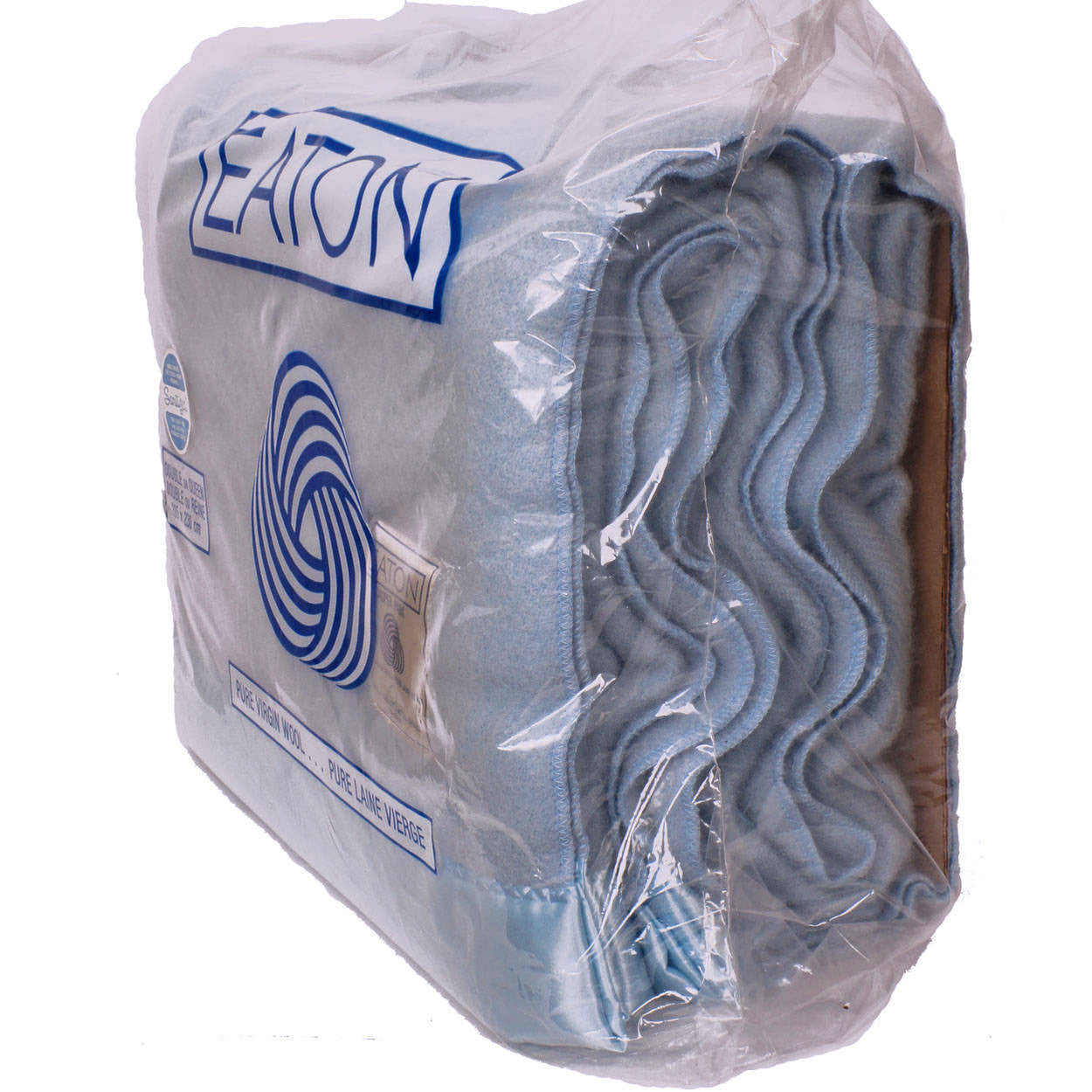 Vintage Eaton Pure Wool Blue Blanket Double or Queen Bed 1980s NIP Unused  - Poppy's Vintage Clothing