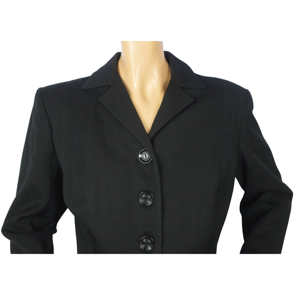 Vintage 1940s Ladies Skirt Suit Black Wool Eaton’s Canada Size Large 31” Waist - Poppy's Vintage Clothing