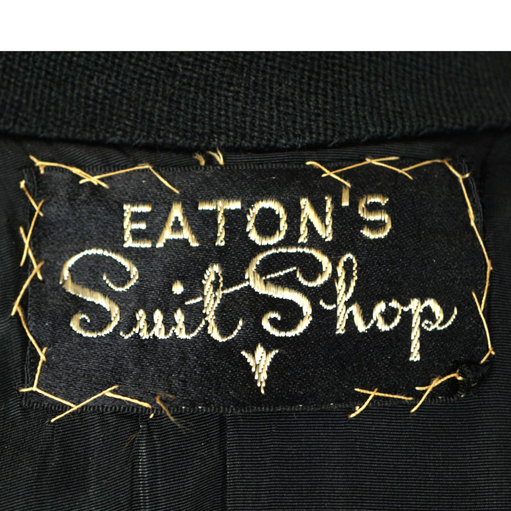 Vintage 1940s Ladies Skirt Suit Black Wool Eaton’s Canada Size Large 31” Waist - Poppy's Vintage Clothing