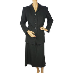 Vintage 1940s Ladies Skirt Suit Black Wool Eaton’s Canada Size Large 31” Waist - Poppy's Vintage Clothing
