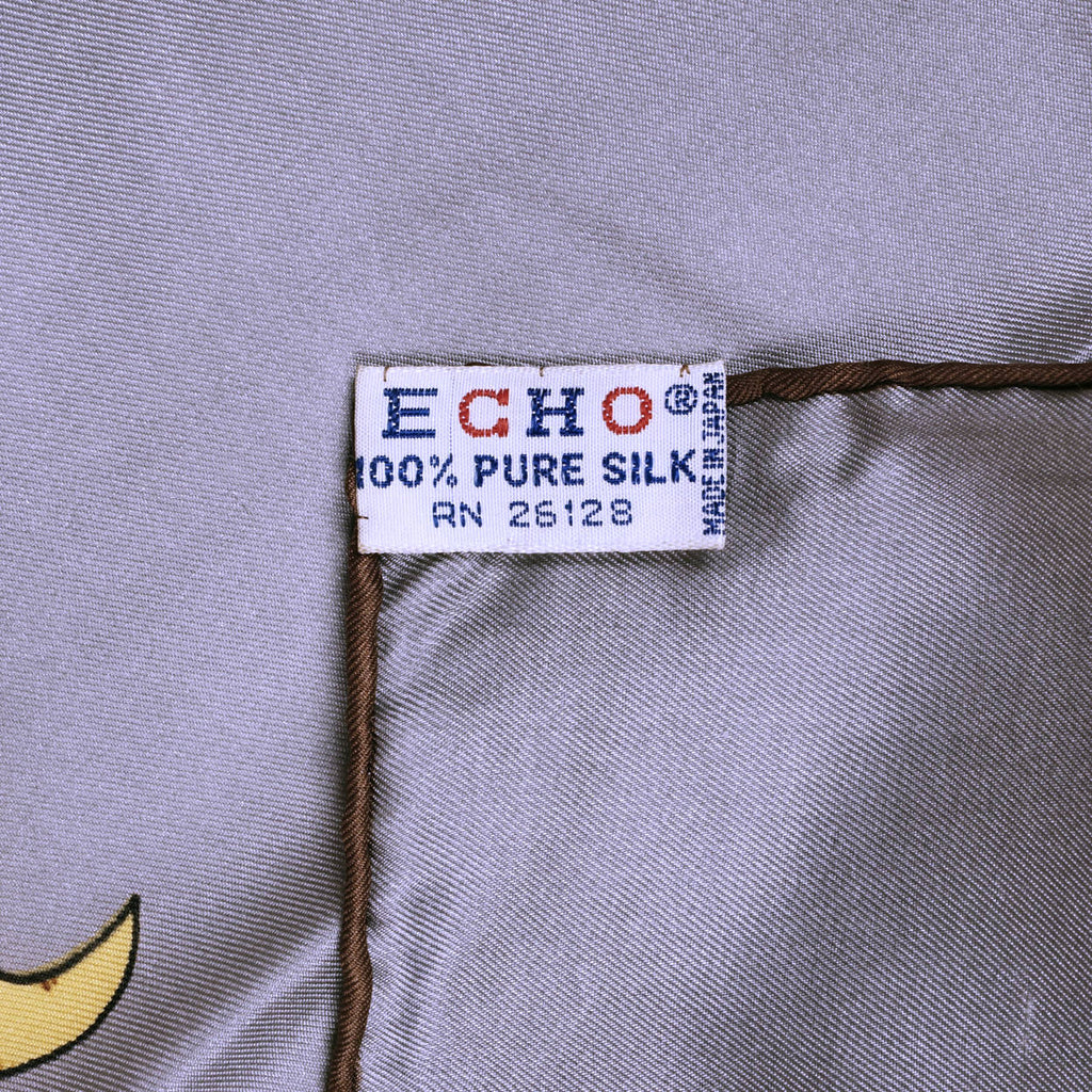 Vintage Echo Japan Silk Scarf Heraldic Crest Coat of Arms Lion Design - Poppy's Vintage Clothing