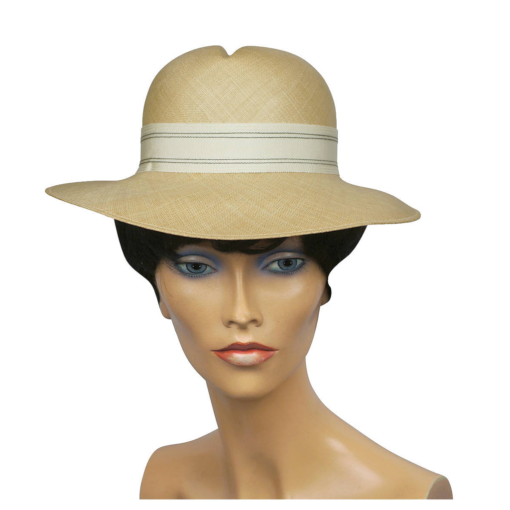 Vintage 1960s NWT Edward Mann London Fedora Hat Hemp Straw Ladies Size 7 Unused - Poppy's Vintage Clothing