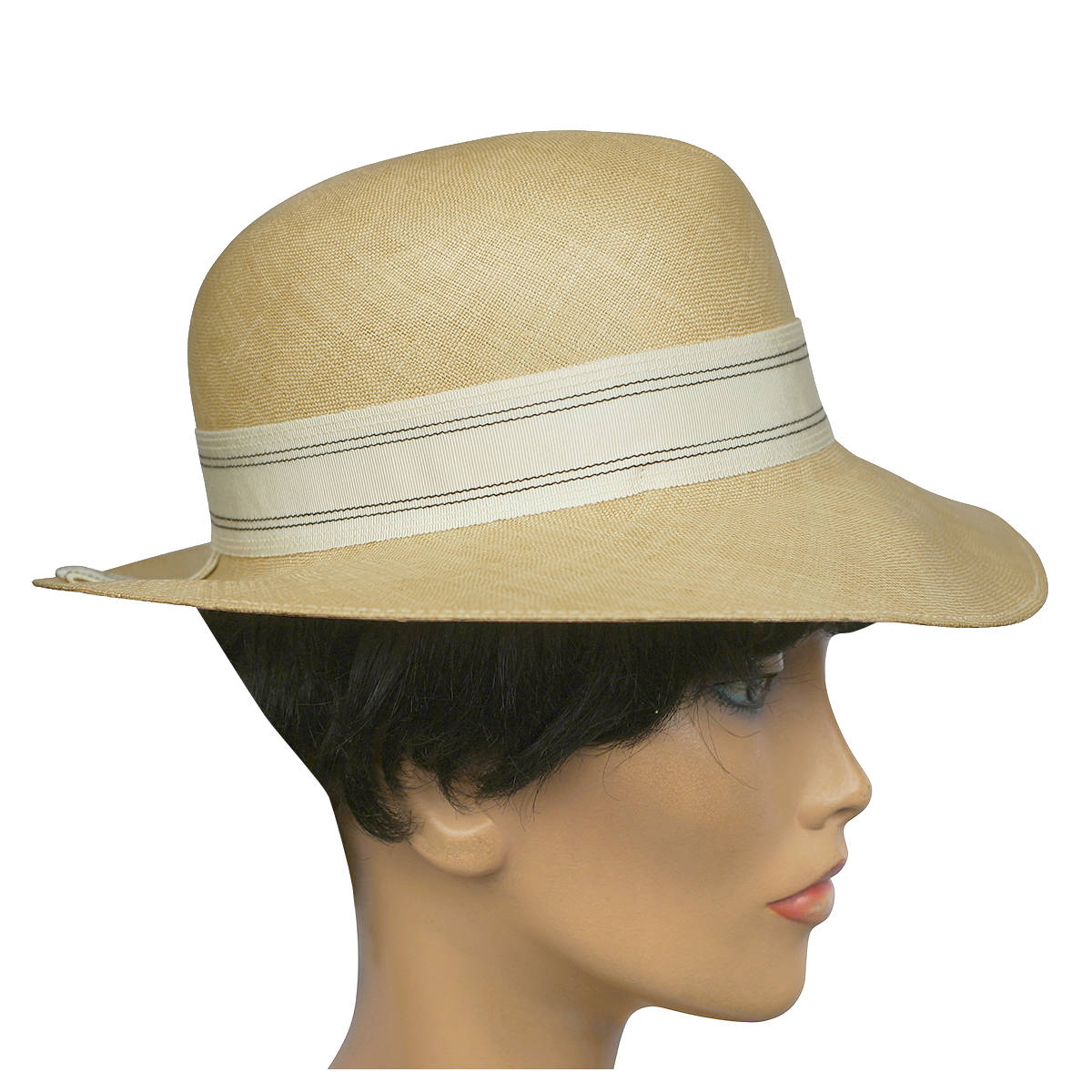 Vintage 1960s NWT Edward Mann London Fedora Hat Hemp Straw Ladies Size 7 Unused - Poppy's Vintage Clothing