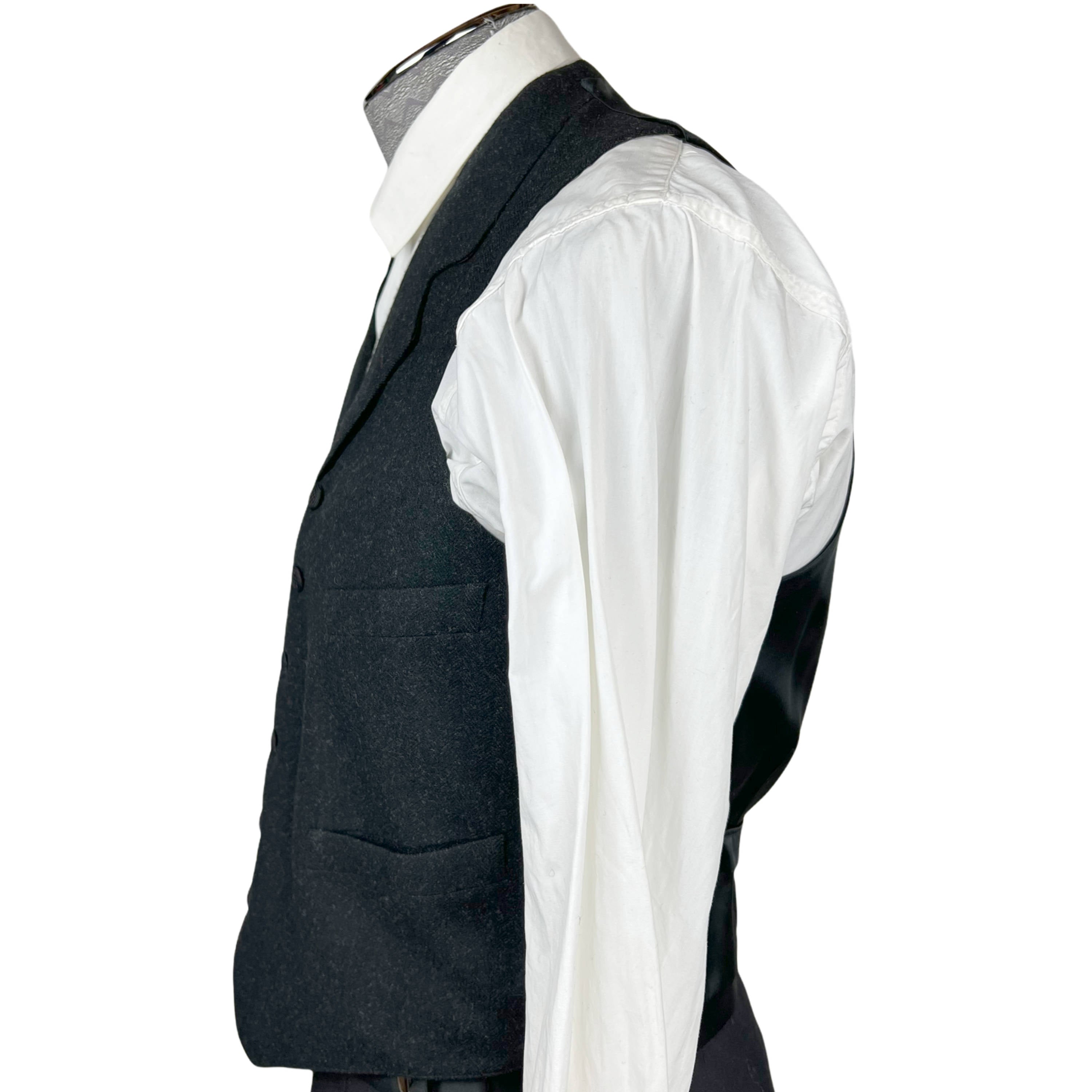 Antique Vest Edwardian Waistcoat Mens Wool w Silk Buttons M Antique Vest Edwardian Waistcoat Mens Wool w Silk Buttons M