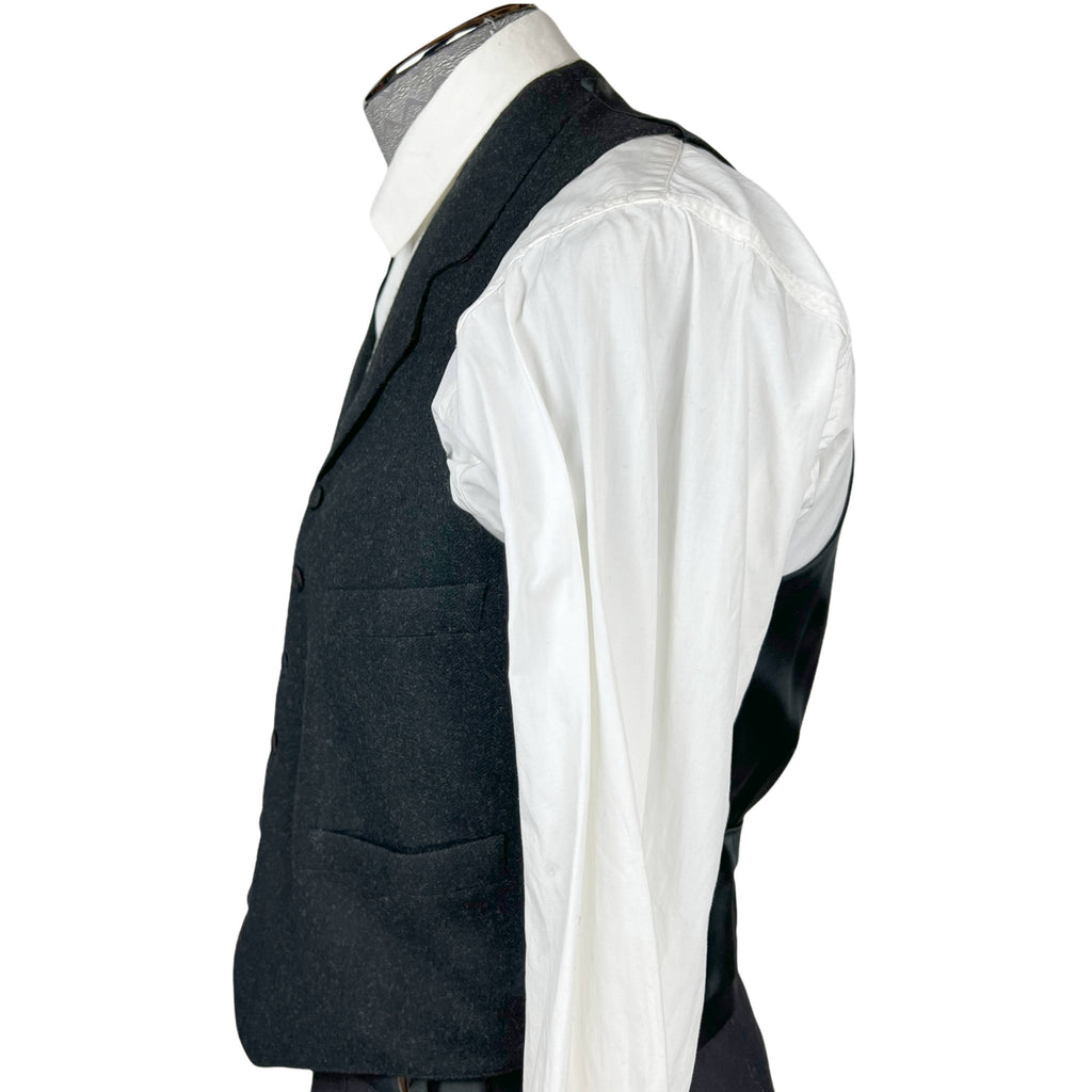 Antique Vest Edwardian Waistcoat Mens Wool w Silk Buttons M