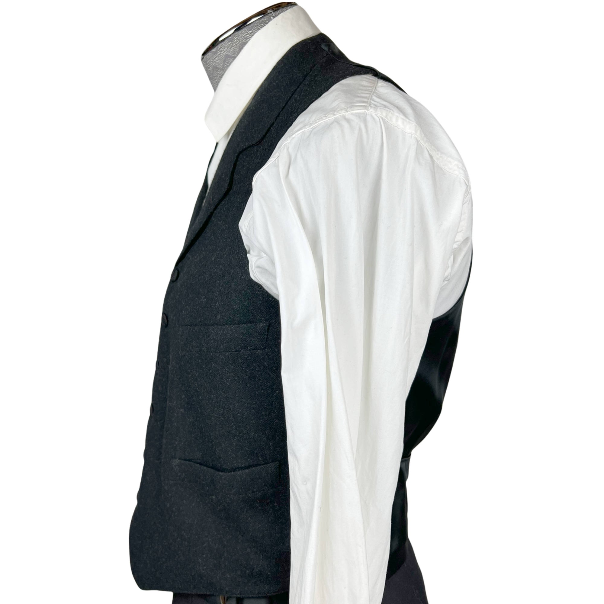 Antique Vest Edwardian Waistcoat Mens Wool w Silk Buttons M