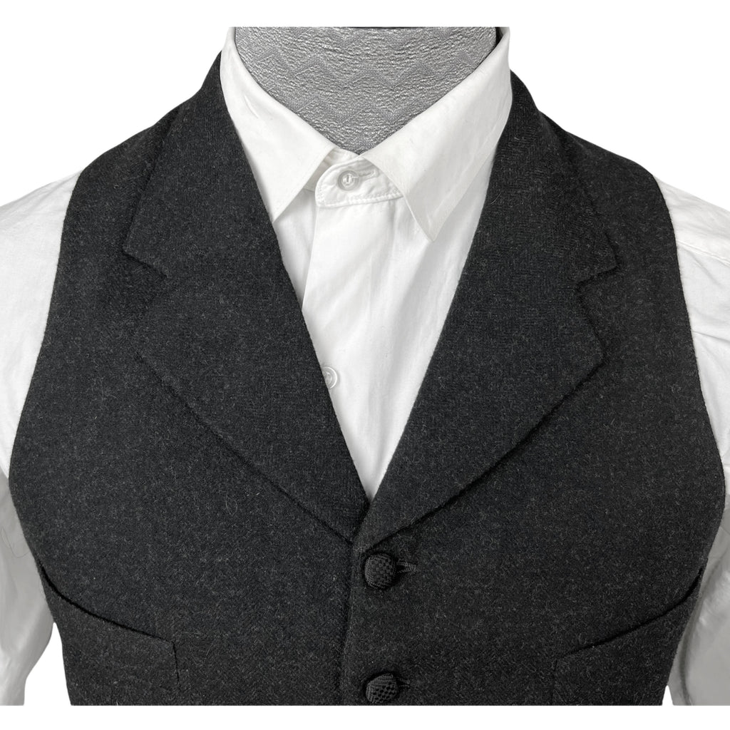 Antique Vest Edwardian Waistcoat Mens Wool w Silk Buttons M