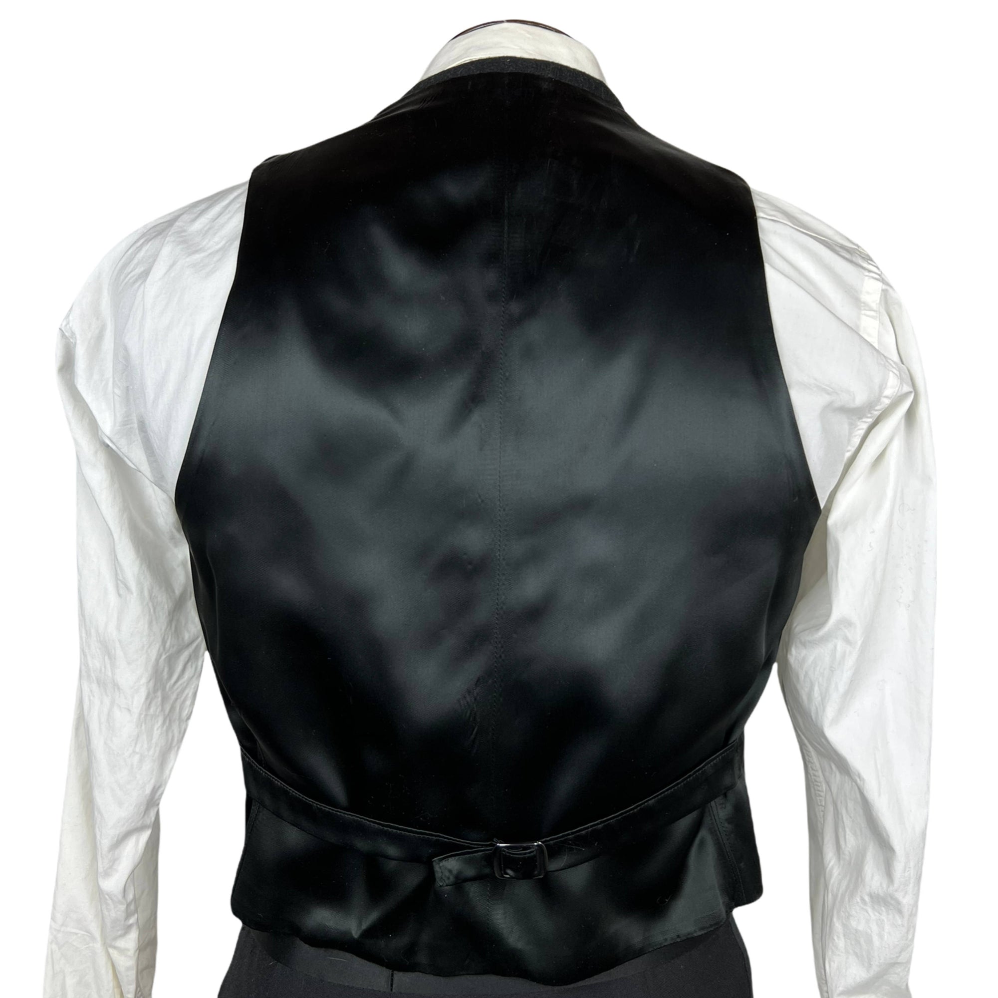 Antique Vest Edwardian Waistcoat Mens Wool w Silk Buttons M