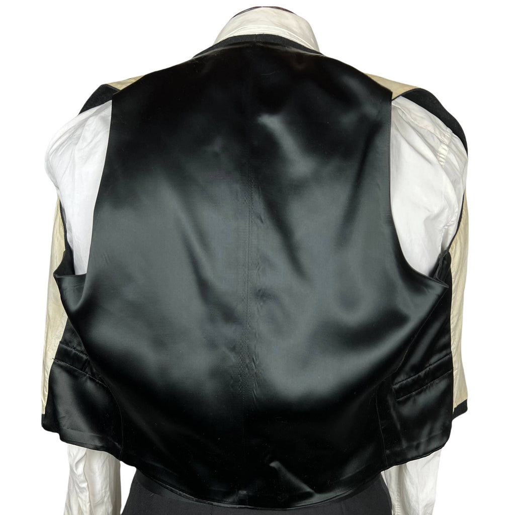 Antique Vest Edwardian Waistcoat Mens Wool w Silk Buttons M