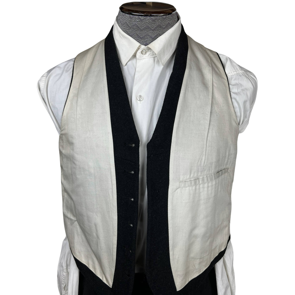 Antique Vest Edwardian Waistcoat Mens Wool w Silk Buttons M