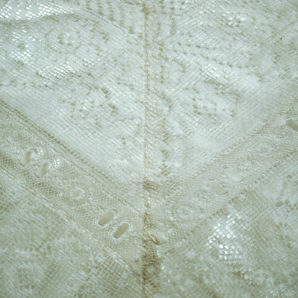 Antique Edwardian White Cotton Petticoat &amp; Chemise Set w Lace Trim Size M / L - Poppy's Vintage Clothing